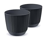 Tymar Blumentopf,Übertopf, 2er-Pack, Blumenübertopf aus Kunststoff, Matte, Runde Form (ø 20 cm, (2pack) Anthrazit)