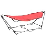 Hängematte mit faltbarem Ständer Rot, LAPOOH Hammock, Outdoor Hängematte, Hängematten Garten, Hängematte Für Draußen - 44364