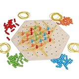 Kettendreieck-Schachspiel, hölzernes dreieckiges Gummiband-Brettspiel, Kettenschach-Desktop-Puzzlespiel, interaktives Denksportspiel, Gummiband-Schach, tragbar für Spielfamilienfreunde