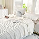Plüsch Kuscheldecke Super Weiche Bettdecken Künstliches Kaninchenfell Decke Leichte Decken Warme Kuscheldecke Für Couch Bett Sofa (Weiß,180cmX200cm)