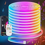 Lamomo RGB LED Streifen 10m, Neon Led Strip mit Fernbedienung APP Steuerung, Wasserdichte Flexible Led Leiste, Musik Sync Indirekte Beleuchtung Band für Wohnzimmer,Schlafzimmer, Spielzimmer