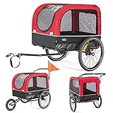 CXWXC Fahrradanhänger für Hunde 2 in 1 Fahrradanhänger & Jogger hundewagen mit Stoßdämpfer, Hundeanhänger Maximale Belastbarkeit 40KG/88LBS (Rot)