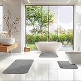 TA&MA STORE Badezimmerteppich Set | Badteppich rutschfest waschbar - Badvorleger für das Badezimmer - Badematten & Badteppiche schnell trocknend