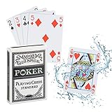 Relaxdays 10023628 Pokerkarten Plastik, wasserfestes Kartenspiel, reiß-& knickfest, 54 Karten, Texas Hold'em, Profi Pokerset, weiß