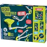 Gecko Run Kugelbahn Deluxe-Starter-Set von Thames & Kosmos - Vertikale Kugelbahn mit flexiblen Schienen, Loop- & Trampolin-Tricks, schnelle, saubere Einrichtung, rückstandsfreie Nano-Klebepads für