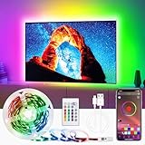 LED Streifen 5M, LED TV Hintergrundbeleuchtung, RGB LED Strip mit Fernbedienung APP Steuerung, USB betrieben, für 65-75 Zoll Fernseher und PC