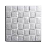 Decosa Deckenplatten DUBLIN (AP 106) - 80 Platten = 20 m2 - Dekor Paneele weiß in Flecht Optik - Deckenpaneele 50 x 50 cm aus Styropor - Decken Styroporpaneele