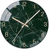 VIKMARI Glass wanduhr Silent-Non Ticking Wand Clocks- qualität Quarz-batteriebetriebene runde 12 Inch dunkelgrün