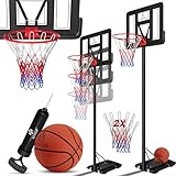 KESSER® Basketballkorb Premium Ständer Rollen Inkl. Basketball, 2x Netz + Pumpe verstellbare Korbhöhe 230 bis 305 cm höhenverstellbar Korbanlage Outdoor komplett Basketballanlage für Erwachsene Kinder