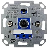 REV TECHNIK , LED Dimmer, Helligkeitsregler 5-300W, 230VAC, Trafo.: 20-300VA, Unterputz, silbern