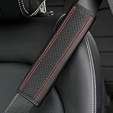 PGYREUGQ 2 StüCk Auto Sicherheitsgurt Gurtpolster für Seat Leon FR Ibiza Cupra ateca Altea Ateca, Leder Sicherheitsgurtbezug Schulterschoner Auto-InnenzubehöR,D/Black-Red