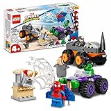 LEGO Marvel Spidey und seine Super-Freunde Hulks und Rhinos Monster Truck-Duell, Spider-Man-Set, Superhelden-Spielzeug zum Bauen ab 4 Jahren 10782