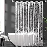 AooHome Duschvorhang Transparent, 180x200cm mit 5 Magnete unten, Antischimmel Wasserdicht Duschvorhänge mit 12 Ringe Hexagon Muster, Wasserfest für Badewanne Bad Vorhang