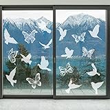 Anti-Kollision Fenster Aufkleber,18 Stücke Große Vogel/Schmetterling Transparente Fensteraufkleber,Silhouetten-Aufkleber Verhindern Vogelschläge an Türen und Fenstern Glas Dekor.