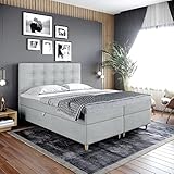 Boxspringbett Dante - Doppelbett, Bett mit Bonellmatratze und Topper, 2 Bettkästen für Bettwäsche, Polsterbett, Modern, Elegant, Schlafzimmer, Schlafzimmermöbel, Schlafzimmerbett (120x200, Grau)