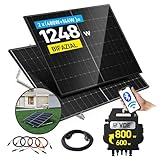 ALLDREI® 960W Balkonkraftwerk mit Halterung Flachdach/Garten, 800W kompett steckdose mit 2x480W Bifazialer Solarpanel, Photovoltaik komplettanlage Wechselrichter 800W mit Wifi&BT, 0% MwSt. 5M kabel