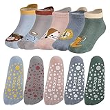 Opopark 5 Paar Grip Socken, Baby Kleinkinder Rutschfeste Socken, Stoppersocken Baby, Socken aus Baumwolle mit Tiermotiv(3-5 Jahre)