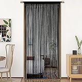 HSYLYM String Türvorhang Fensterdekoration Raumteiler Dekoration Einzelvorhang für Fenster 90x200cm Schwarz