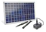 esotec Solar Bachlauf für Gartenteich Komplettset | Bachlaufpumpe Erdspieß Solarmodul 25W | Solarbrunnen für draussen | Wasserpiel Garten Vogeltränke Wasserfall 1600l/h | 101018