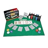 Relaxdays Pokerset, 200 Chips, Spielmatte, 2 Kartendecks, Dealerbutton, Blindbuttons, Casino-Feeling, Profi Pokerspiel, 9 x 24 x 15 cm