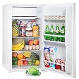 Upstreman 91L Kühlschrank mit Gefrierfach,Kleiner Kühlschrank mit Gemüsefach und Gefrierfach, Einstellbarem Thermostat, Mini-Kühlschrank für Wohnheim, Büro, Schlafzimmer, Weiß-BR321