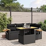 Amorsee Balkon Lounge Klein Verstellbare Tischplatte Balkon Sofa Rattan Gartensofa Gartenlounge Ecklounge Ecksofa Lounge Möbel Outdoor Loungemöbel Balkonsofa Gartenmöbel Balkonmöbel