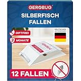 Gerobug Silberfischfalle 12 Stück - Leimfalle mit giftfreiem Lockmittel zur Befallskontrolle in Allen Wohnräumen - Extra Starke Silberfischfalle Klebefalle + Bonus-Guide zum Silberfische bekämpfen