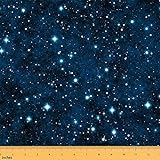 Galaxy Möbelstoff Meterware Weltraum Sternenhimmel Drinnen Draußen Stoff Meterware Universum Funkeln Sterne Dekorstoff für Polsterung und Heimwerker Nähprojekte 92 x 150 (HxB) Blau