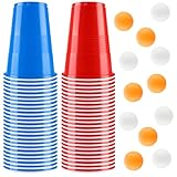 Beer Pong Becher Set, 500ML Bierpong Becher Enthält Tischtennisbälle und Becher, Beerpongbecher, Wiederverwendbare Partybecher für Weihnachten Party Geburtstag Festivals Hochzeit Camping (100pcs)