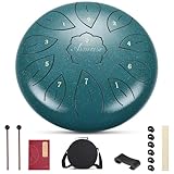 Asmuse Zungentrommel, 10 Zoll 11 Tone C-Dur Steel Tongue Drum, Ätherische Trommel Stahl Handpan Drum, für Meditation Unterhaltung Konzert Yoga, mit Reisetasche