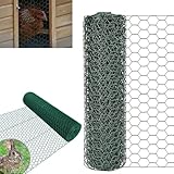 Sechskantgeflecht 25m - 100cm hoch - Gartenzaun Maschendraht - Maschenweite 25mm Drahtgitter Zaun - PVC-beschichtetes Grün Kaninchendraht Hasendraht Kleintier Volierendraht Tiergehege für Gartenzaun