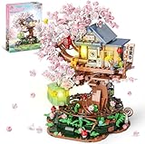 QLT Ideas Japan Kirschblüte Friends Baumhaus Klemmbausteinen，kompatibel mit Lego Mädchen Izakaya Blumen Haus Architecture Geschenk für Mädchen 8–18 und Erwachsene 1098PCS