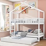 LTGB Etagenbett, Hochbett 90x200, Stockbett für 3 Kinder, Kinderbett mit Lattenrost, Etagenbett 3 Personen, Doppelbett Hausbett