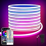 segrass 10m Neon Led strip，APP Steuerung,mit Fernbedienung, IP65 wasserdichte flexible Neon LED Streifen, 24V Rgb LED band Neon Seil Lampe, anwendbar auf Schlafzimmer, Raum und Außendekoration