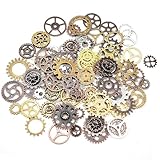 Steampunk Zahnräder, 200 Gramm Metall Anhänger Zahnraeder, Zahnräder Steampunk Deko, Vintage Steampunk Zahnräder Set, für Schmuckzubehör Basteln Retro-DIY(Gemischte Farben)