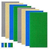 shineFinder 8 Platten-Set Bauplatten Kompatibel mit meisten Marken,rechteckige Grundplatten 25.6 * 12.8cm mit 16 * 32 Noppen für Kreatives Spielen (Sand,Grau,Grün,Blau, 25.6 * 12.8cm)