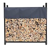 QUICK STAR Metall Kaminholzregal Anthrazit 113 x 25 x 115 cm Garten Kaminholzunterstand 0,5 m³ Stapelhilfe Aussen mit Schutzhülle Grau