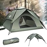 Camping Zelt Automatisches Sofortzelt 2-3 Personen Pop Up, Doppelschicht Wasserdicht & Winddichte Ultraleichte Kuppelzelt UV Schutz Einfache Einrichtung für Trekking, Familien, Rucksackreisen