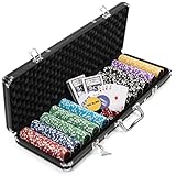 Nexos Trading Pokerkoffer schwarz Pokerset 500 Laser Pokerchips Poker Komplett Set 11 g Chips Aluminiumkoffer