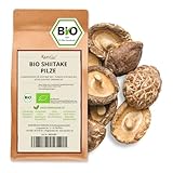 Kamelur 200g BIO Shiitake Pilze getrocknet & ganz – Trocken Pilze ohne Zusätze, Asiatische Lebensmittel - getrocknete Pilze BIO in biologisch abbaubarer Verpackung