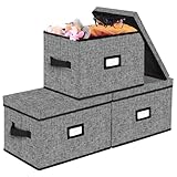 3 Stück Aufbewahrungsbox mit Deckel Stoff, Faltbox Aufbewahrungskorb 30L Aufbewahrungsboxen Stoffboxen Organizer Kisten Aufbewahrung für Spielzeug Kleidung Handtücher Datei Bücher(40 x 30 x 25cm;Grau)