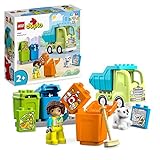LEGO DUPLO Recycling-LKW Müllwagen-Spielzeug, Lern- und Farbsortier-Spielzeug für Kleinkinder und Kinder ab 2 Jahren, Motorikspielzeug zur Entwicklung feinmotorischer Fähigkeiten 10987