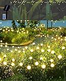 Joysing Solar Gartenleuchte Außen 6 Stück Solar Glühwürmchen Leuchte mit Fernbedienung, 8 Modi Solarleuchte Garten Wasserdicht Gartenbeleuchtung Glühwürmchen Gartenlichter für Patio Yard Garten Deko
