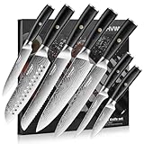 FUTHVWIN Messerset Ultra Scharfes Küchenmesser Set 7-teilig, Japanisches Hochwertigem Carbon Edelstahl Messer Set Profi Chefmesser Set mit Ergonomisches Griff mit Geschenkbox