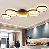 BAYHT Smart LED Deckenlampe Kompatibel Mit Alexa App Google Home 50W 9500LM Runde Schwarz Deckenlampe LED Dimmbar Mit Fernbedienung, 3000K-6500K Alexa Deckenleuchte Für Schlafzimmer Wohnzimmer 100CM