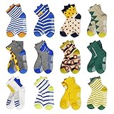 HYCLES Baby ABS Socken Kinder 12 Paar Stoppersocken Kinder Anti Rutsch Socken Kind Jungen Mädchen 23-26 27-30 Kleinkind Socken Baby 01 Krokodil für 1-3 Jahre