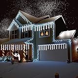 Kwaiffeo Weihnachtsbeleuchtung Außen, 10 Röhren Meteorschauer Lichterkette, Wasserdichte Fallende Regen Lichter für Weihnachten Halloween Weihnachtsbaum Hochzeit Fenster, Weihnachtsdeko Aussen, Weiß…