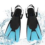 mizikuu Schnorchelflossen, Verstellbare Tauchflossen Kurze mit Tasche zum Umhängen Schwimmflossen Kinder Taucherflossen Gr.34-38 Erwachsene Leichte Reiseflossen zum Schwimmen Schnorcheln, Blau