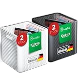 Novaliv 4 Stück Kunststoff Boxen für Kallax Regal Anthrazit & Weiß Körbe 30x30 Aufbewahrungsbox Schrank Kisten ideal als Kisten für Kallax Regal Faltboxen 30x30x30 cm Falt box 30x30 als Kallax Kisten