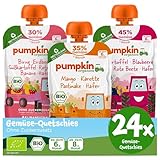 Pumpkin Organics 24er Pack QUERBEET Bio Gemüse Quetschies - Quetschie ohne Zuckerzusatz - Babynahrung für Babys ab dem 6. Monat - vegetarisch (24x100g)